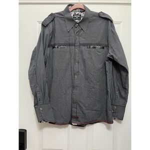 VTG Fender Shop Rock & Roll Men's XL Embroidered Cross Snap Up Shirt Y2K Western